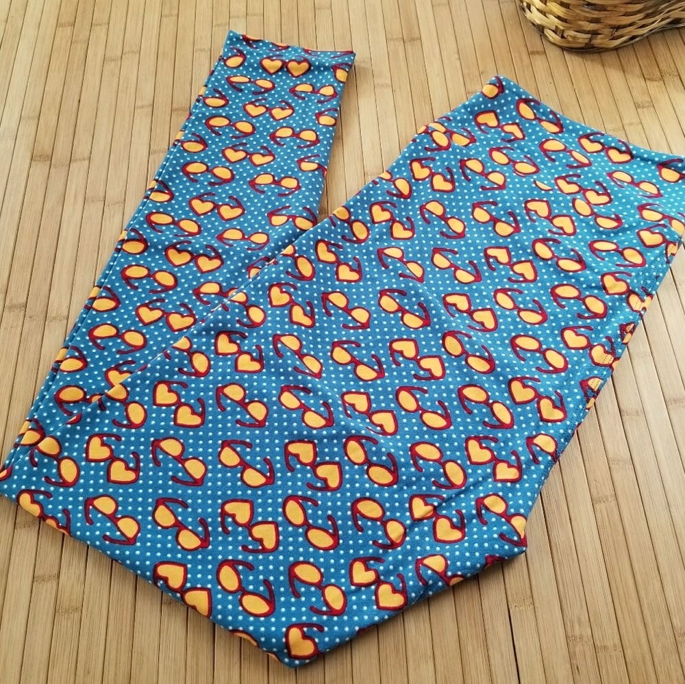 EUC Lularoe TC Leggings Blue with Sunglasses